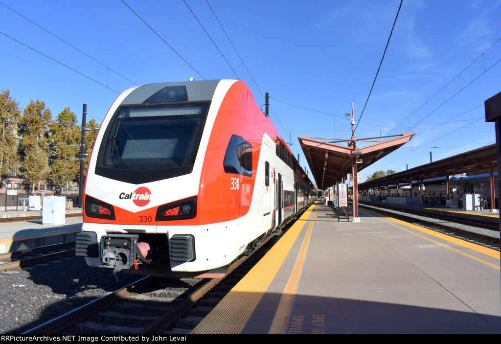 Caltrain Stadler KISS MU Car # 330 on the south end of a set